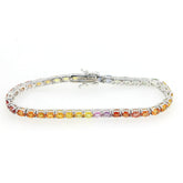7 CT Genuine Natural Multi Color Sapphire Sterling Silver Tennis Bracelet 6.75"